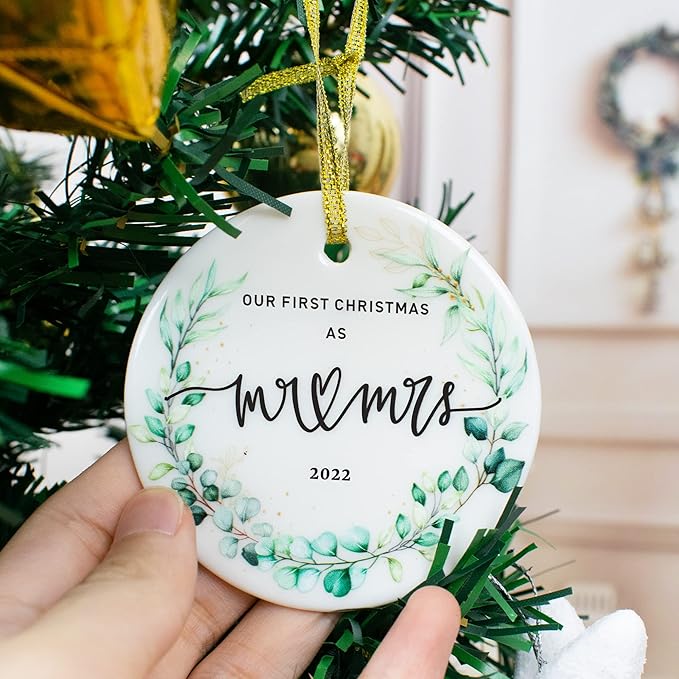 2022 Our First Christmas Married Ornaments, First Christmas as Mr. and Mrs. Ornament, Wedding Bridal Shower Gift, Newlywed Gifts for Couples, Our 1st Christmas Tree Decoration, Christmas Keepsake
