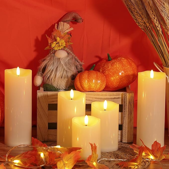 Outdoor Flameless Candles with Remote Timer - Waterproof Realistic Flickering LED Pillar Electric Battery Operated Fake Candle for Holiday Home Wedding Fireplace Decor - Ivory White 2 Pack (6"6")