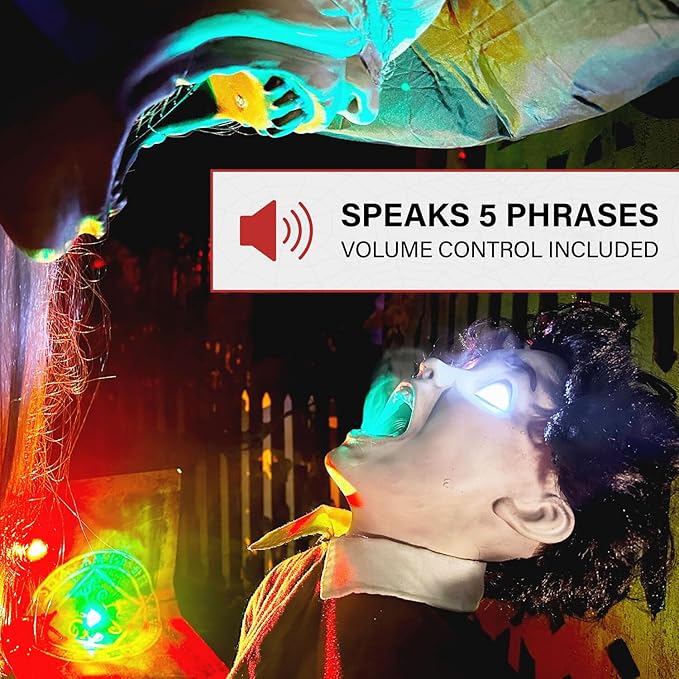 Haunted Hill Farm 7-Ft Animatronic Soul Harvester by Tekky, Halloween Animatronic, Spooky Prop & Party Decoration, Indoor & Covered Outdoor Creepy Witch Decor Motion-Activated Lights & Sound, LifeSize