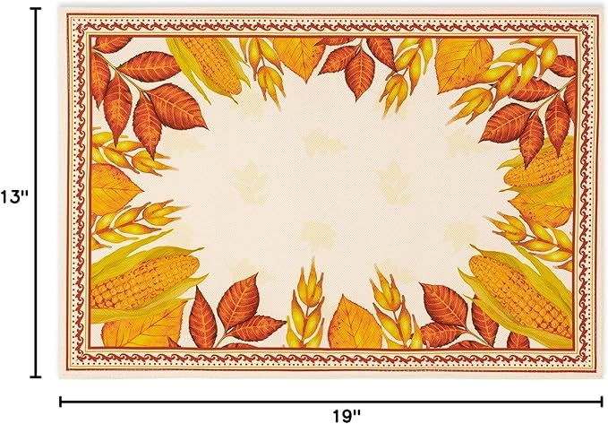 YiHomer Fall Thanksgiving Tabletop Collection for Kitchen Dining Decoration Parties Harvest, Harvest Party, Reversible Placemat Set, 13 x 19