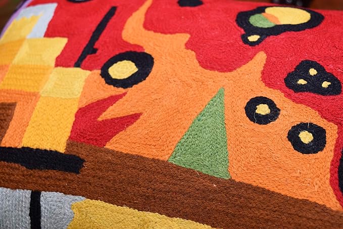 Lumbar Kandinsky Red Pillow Cover | Heavy Red Space Modern Throw Pillows Chair Cushion | Red Contemporary Pillow | Red Farmhouse Pillows | Modern Couch Pillow | Handmade Wool Size 14x20