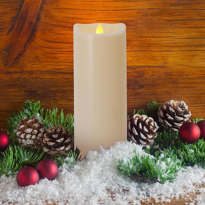 8" x 4" Outdoor Waterproof Flameless Candles with Remote and Timers, Large Pillar Battery Operated Flickering LED Candles for Lanterns, 1000 Hours, Ivory Plastic, Single