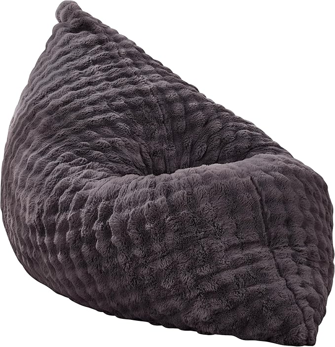Hobestluk 3 in 1 Bean Bag Chair Giant Bean Bag Chairs for Adults with Bubble Cover Convertible Bean Bag Floor Cushion with Machine Washable Cover for Living Room (Bubble Dark Grey)