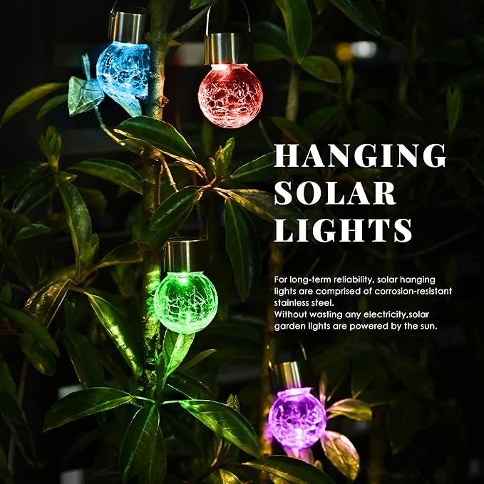 SOLPEX 12 Pack Solar Outdoor Lights Decorative, Hanging Solar Light Outdoor Solar Powered Waterproof Lights, Hanging Globe Light for Garden, Yard, Patio, Lawn, Flower Bed(Color Changing)