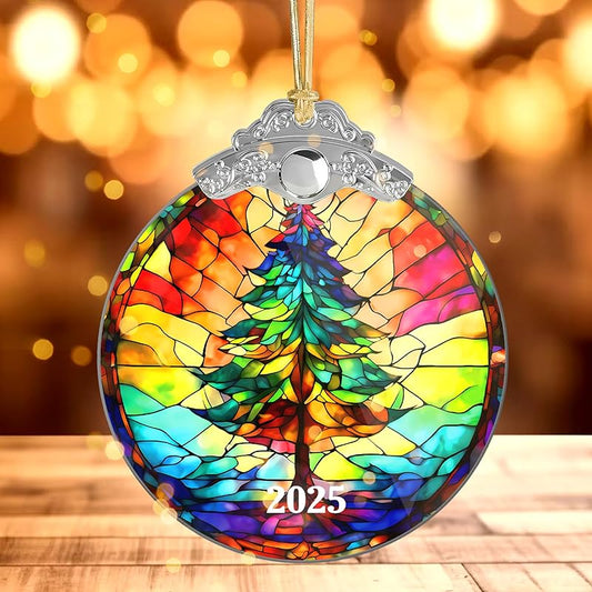 2025 Christmas Ornament, Stained Glass Effections, Christmas Tree 2D Acrylic Ornament Art, White Elephant Gifts, Christmas Ornament, Tree Ornaments, Christmas Decor (Christmas Tree)