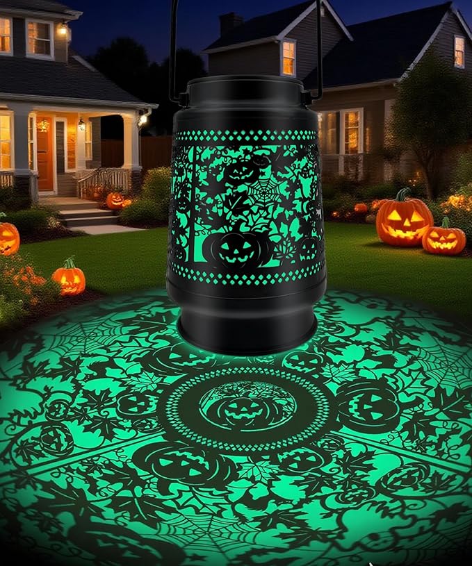 Halloween Decorations Solar Lanterns Outdoor Waterproof Scary Pumpkin Lights for Garden, Patio, Yard, Lawn Porch Halloween Decor Hanging Solar Lights Unique Gifts for Outdoor Decor
