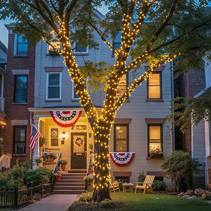 JMEXSUSS Solar String Lights Outdoor Waterproof, Total 66 FT 200 LED Solar Twinkle Lights Outdoor, Solar Christmas Light for Outside Tree Garden Yard Decor(Warm White)