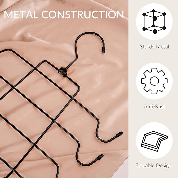 ZEDODIER Tank Top Hanger, 4 Pack Space Saving Bra Hangers, Non-Slip Hanging Sport Bras Holder, Closet Organizers and Storage for Camisoles Tank Tops Bras Ties Swimsuits Strappy Dress, Black