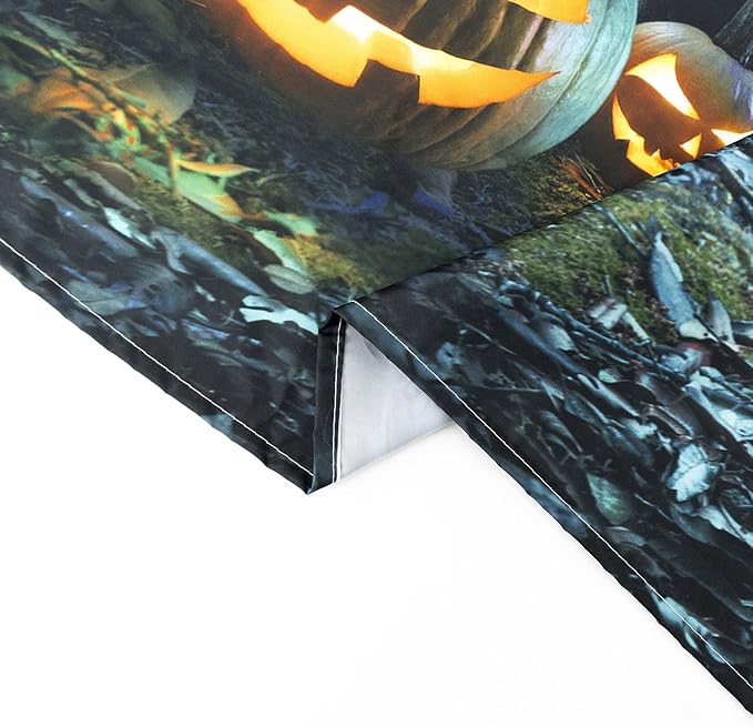 LB Halloween Tapestry Pumpkins Black Cat Dead Tree in Spooky Graveyard Full Moon Night with Witch Halloween Wall Hanging for Bedroom Living Room Dorm Decor 92.5x70.9 Inch