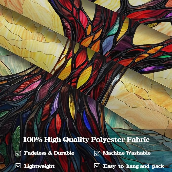 Lunerfex Tree of Life Tapestry Stained Glass Tapestry Wall Decor Tapestries for Bedroom Art Tapestries Wall Hanging for Bedroom Living Room Glass-Tree-01 60"x80"