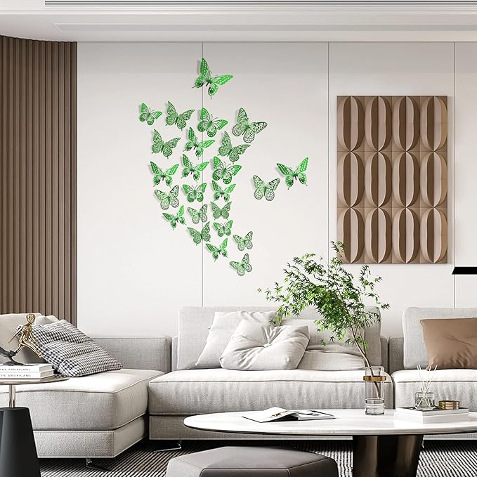 SAOROPEB 3D Butterfly Wall Decor - 48 Pcs, 4 Styles, 3 Sizes, Removable Stickers for Birthdays & Parties