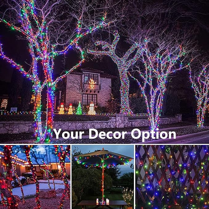 Joomer Solar Christmas Lights, 2 Pack Total 144 FT 400 LED 8 Modes Waterproof Solar Christmas Lights Outdoor for Christmas Decorations (Multicolor)