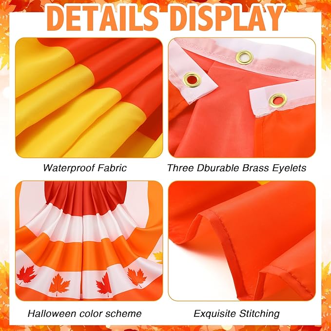 6 Pcs Fall Bunting Outdoor Flag for Outside 3 x 1.5 ft Fall Banner Leaf Pattern Hanging Pleated Bunting Fan Flag Autumn Thanksgiving Outdoor Decorations for Holiday Party