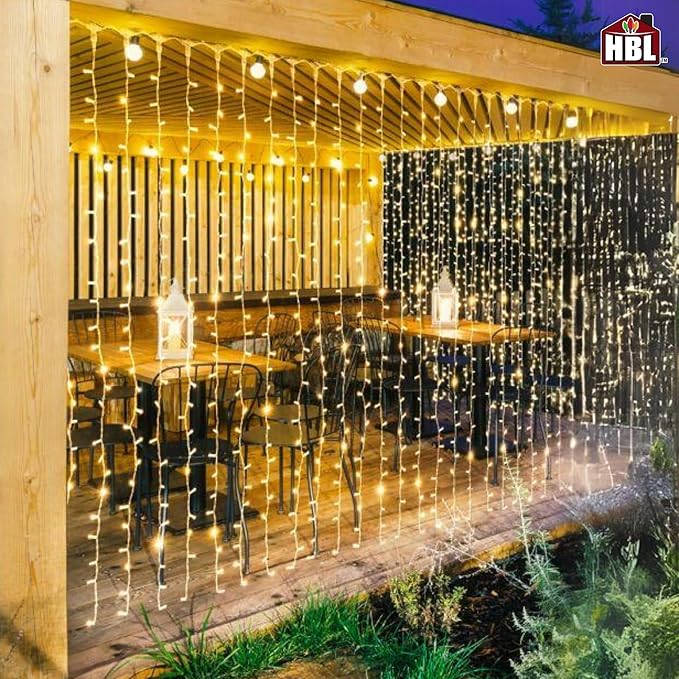 Belle Luci 768-Bulb Warm White Connectable LED Curtain Lights Outdoor Porch Decor 4'X8.5'