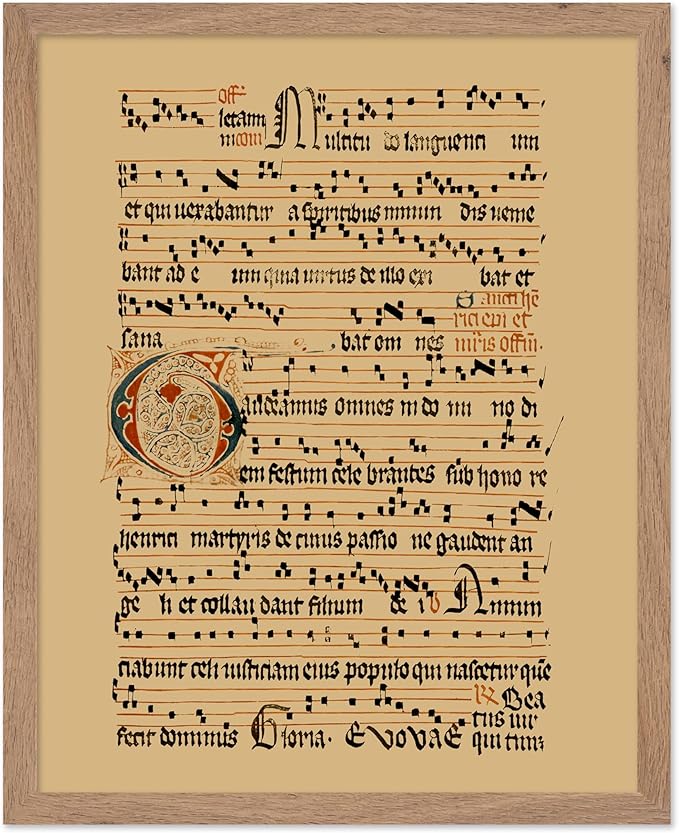 Poster Master Vintage Hymnal Poster - Retro Music Print - Gift for Artist, Friend - Graduale Aboense, Gregorian Chant Manuscript, Score - Wall Decor for Living Room, Bedroom, 8x10 Beige Framed