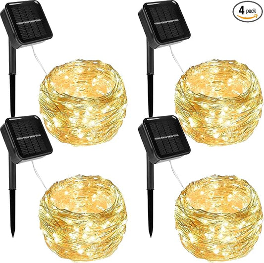 Twinkle Star 4 Pack Solar String Lights Outdoor, Total 460 FT 480 LED Solar Fairy Lights Outside Waterproof 8 Modes, Christmas Tree Light for Patio Garden Party Backyard Wedding Decor Warm White