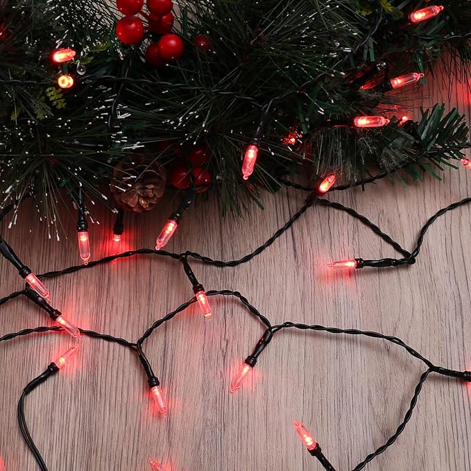 BrizLabs Green Wire Battery String Lights, 17.94ft 50 LED, Indoor/Outdoor, 8 Modes, Valentines Day, Party, Wedding, 2 Sets