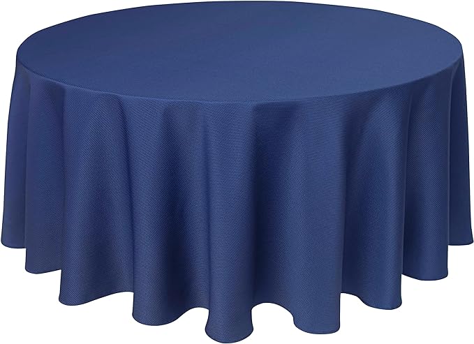 Biscaynebay Textured Fabric Round Tablecloths 90", Navy Water Resistant Washable Table Cloths Circle Folding Table Covers Linen for Dining, Kitchen, Wedding & Parties etc