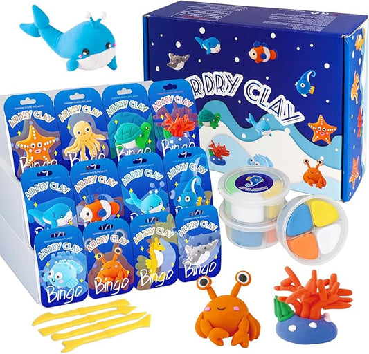 Air Dry Clay Kit for Kids,DIY Air Dry Clays Kit with Sculpting Tools and Tutorials,Creative Molding Clay Gift Kits with Tools,Ultra Light and Soft, Safe and Non-Toxic DIY Underwater Adventure Gift Toy