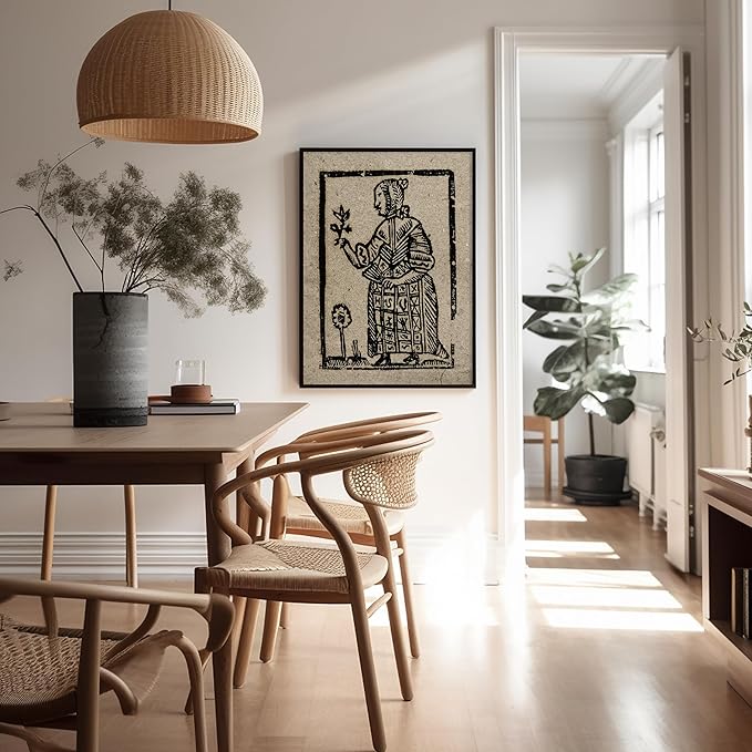 Poster Master Vintage Witch Poster - Retro Witch Holding Plant Print - Halloween Art - Pagan Art - Gift for Men & Women - Gothic Wall Decor for Living Room, Bedroom or Office - 11x14 UNFRAMED Wall Art