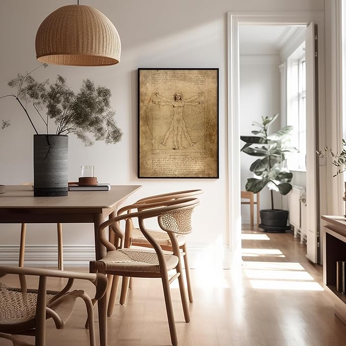 Poster Master Vintage Leonardo Da Vinci Poster - Retro Vitruvian Man Print - Drawing Art - Renaissance Art - Gift for Men & Women - Decor for Living Room, Bedroom or Office - 11x14 UNFRAMED Wall Art