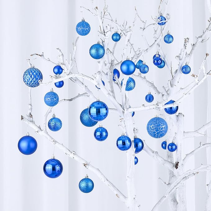 LANGXUN 36pcs Blue Christmas Tree Decorations Balls, Bolas De Navidad, 2025 Christmas Decor, Indoor Outdoor Shatterproof Christmas Ornaments, Xmars Party Wedding Suppiles