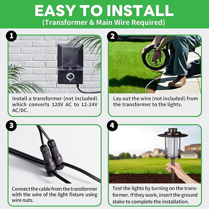 Outdoor Pathway Lights Wired 12V, 2700K/3000K/3500K/4000K/5000K Selectable Landscape Path Light Waterproof, LED Walkway Fixture Electric, ORB Aluminum for All Weather Garden Yard (12 Pack)