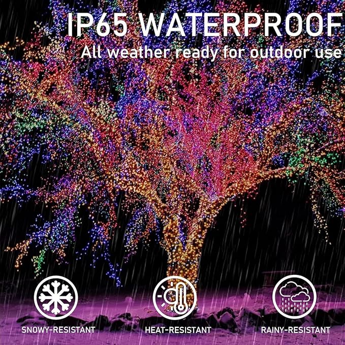 Multicolor Solar String Lights Outdoor Waterproof 2PK 200LED 66FT Twinkle Lights Auto On/Off Solar Powered LED Fairy Light Green Wire with 8 Modes for Christmas Tree Party Decorations (Multicolor)