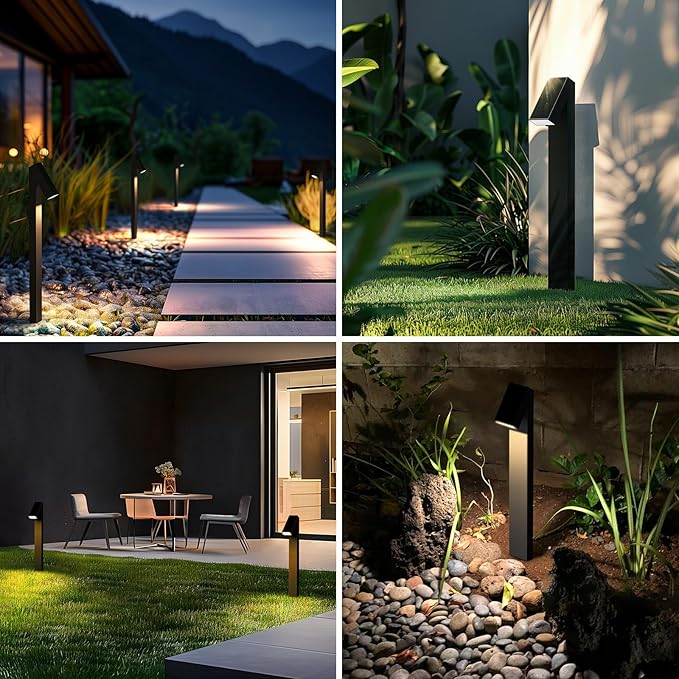 Solar Pathway Lights, Dimmable Metal Solar Landscape Path Lights IP65, 3000K Solars Walkway Light for Outside, Garden Yard Patio Path Lawn Decor, 2pcs