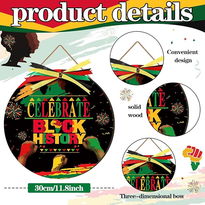 Boao Welcome Black History Month Door Decorations Black History Month Sign Hanging Decoration Wall Hanger African American Wreath for Outdoor Farmhouse Porch Front Door Decor