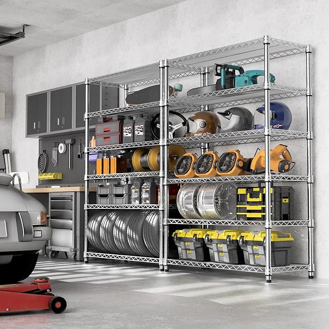 4080 lbs Steel Storage Shelving 6-Tier Utility Shelving Unit Steel Organizer Wire Rack for Home,Kitchen,Office,Garage, 17.7" D x 47.2" W x 72.3" H