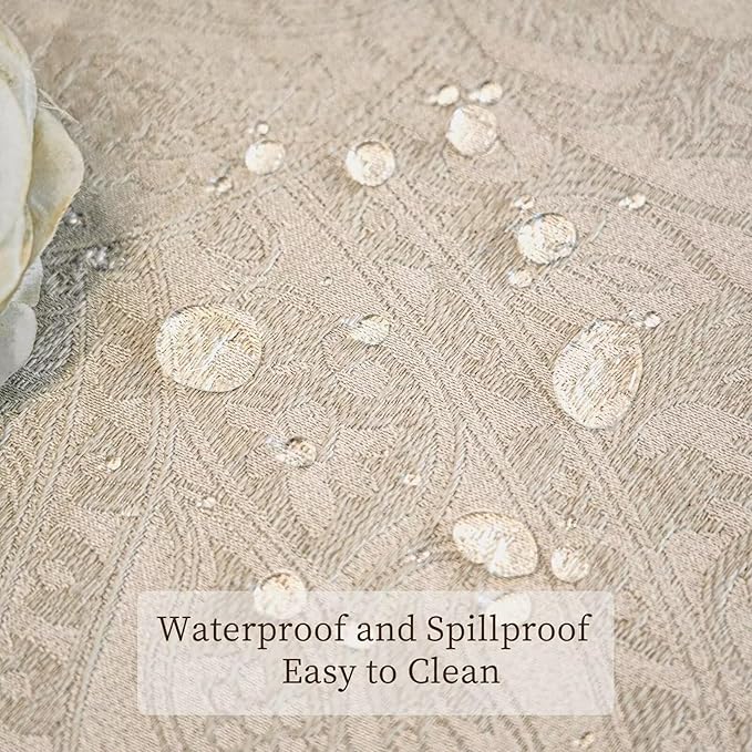 Jacquard Tablecloth, French Waterproof Washable Table Cloth, Luxurious Soft Table Cover for Dining Party Wedding Baby Shower Kitchen (Rectangle/Oblong, 120''x60'', Milky White)