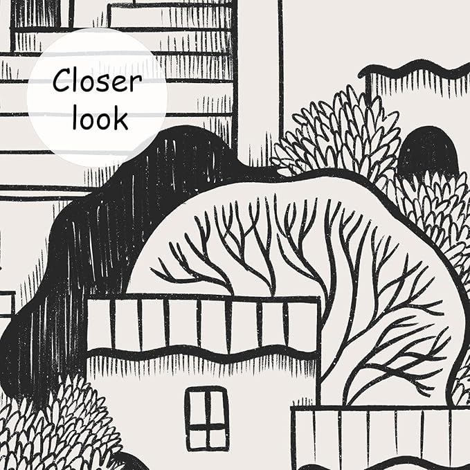 AFZEVEB-Black House with Trees Nursery Wallpaper murals for Bedroom 114"x74" (Not Peel and Stick)