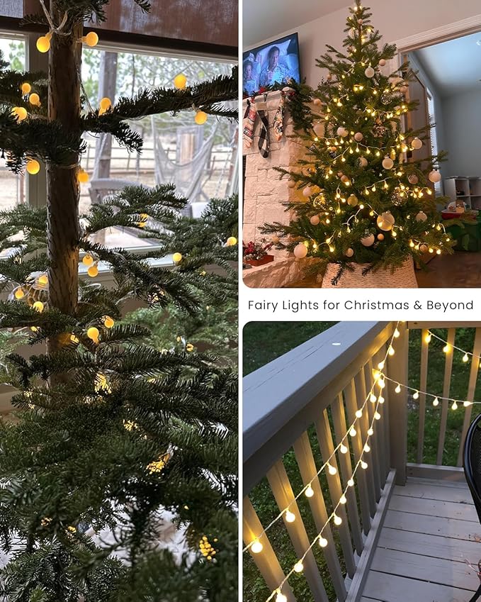 Globe String Lights 43 Ft 100 LED Fairy Lights Plug in with Remote Timer 8 Modes Connectable Twinkle Light for Bedroom Classroom Wedding Christmas Indoor Outdoor Decor, Warm White