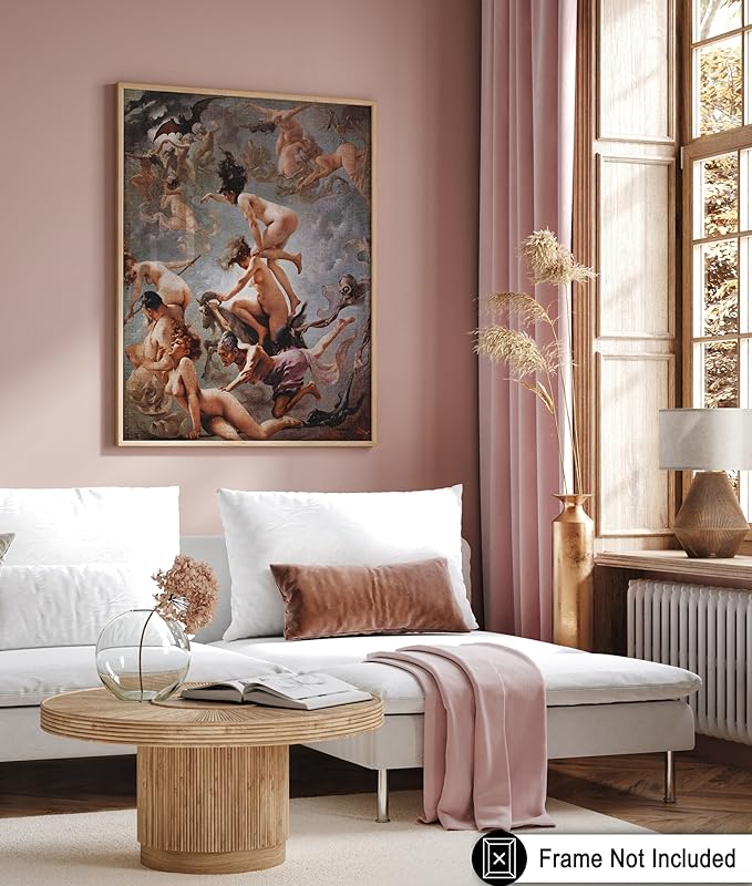 Poster Master Vintage Luis Ricardo Falero Poster - Retro Occult Print - Gift for Gothic, Horror Fan - Witches Going to their Sabbath, Pagan - Wall Decor for Bedroom, Dorm, 24x32 Unframed Wall Art