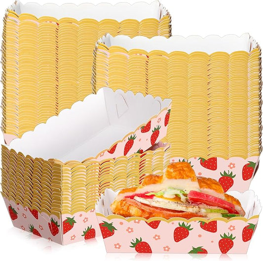 48 Pcs Strawberry Paper Food Trays for Strawberry Party Decoration Berry Food Boat Nacho Trays Disposable Snack Holder for Berry First Birthday Baby Shower Party Supplies