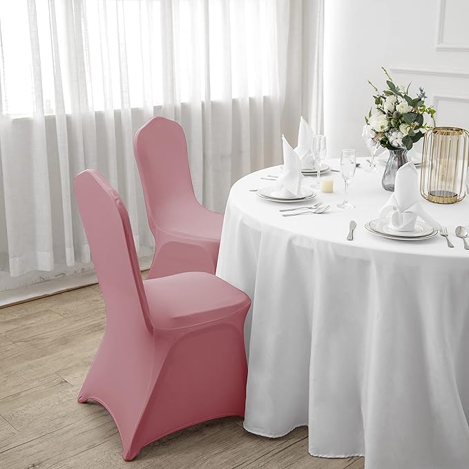 SUPERO Waterproof Spandex Chair Protector - 12PCS Stretch Dining Covers for Universal, Banquet, Wedding Event, Hotel (Dusty Pink)