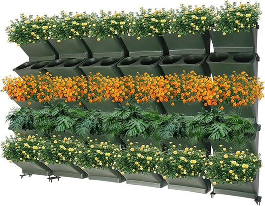 JOMCYDM Vertical Planter with 30 Pockets Wall Mounted Planter Living Wall Planter Indoor Outdoor Wall Plant Holder Microgreens Growing Kit Herb Pots