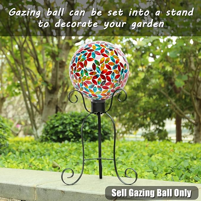 VCUTEKA Gazing Ball, 8" Glass Gazing Balls Sphere for Garden Lawn Outdoor Ornament Yard Decorative