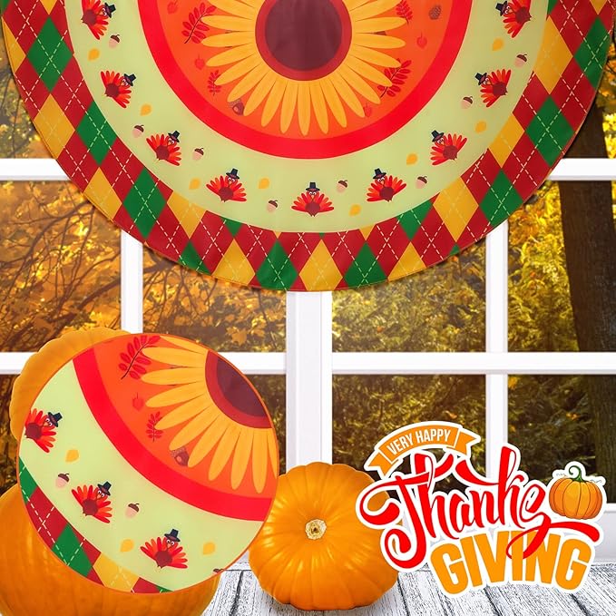 Breling 4 Pcs 1.5 x 3 Feet Fall Bunting Outdoor Flag for Outside Thanksgiving Pleated Fan Flag Pumpkin Turkey Yard Fall Hanging Banner Flag with Canvas Header and Metal Grommet for Holiday Decor