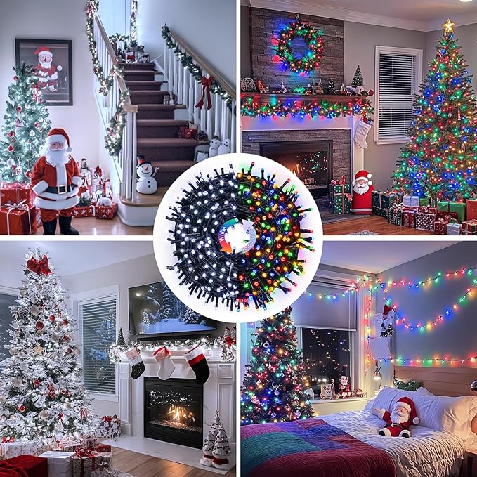 JMEXSUSS Color Changing Christmas Lights, 66ft 200 LED White & Multicolor String Lights Outdoor Waterproof with Timer Remote, Connectable Christmas Tree Lights Plug in for Indoor Xmas Decor