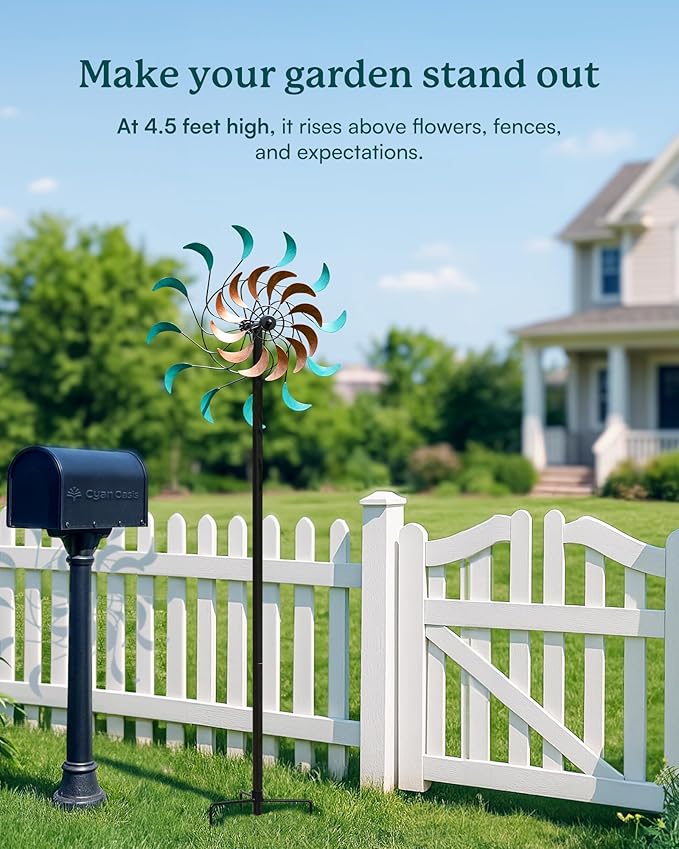 Wind Spinners Outdoor - Metal Windmill for Yard and Garden, Kinetic Wind Sculptures with Stake, Ideal Artistic Decor Gift (13'' W x 54'' H)