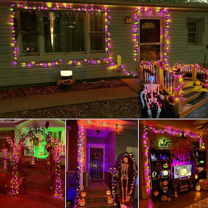 Brizled Waterproof Purple & Green Halloween Lights, 100 Count Incandescent Mini String Lights, UL Listed for Indoor Outdoor Use
