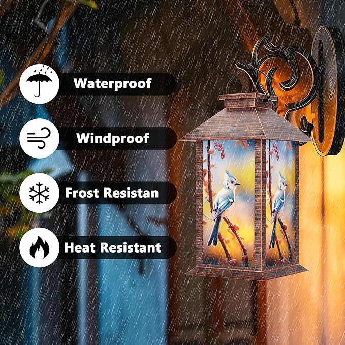 Solar Lanterns Outdoor, Waterproof Garden Hanging Lanterns with LED Flickering Flameless Candles for Mom Grandma Women Lantern Decorative Outdoor for Yard, Garden,Party Decor