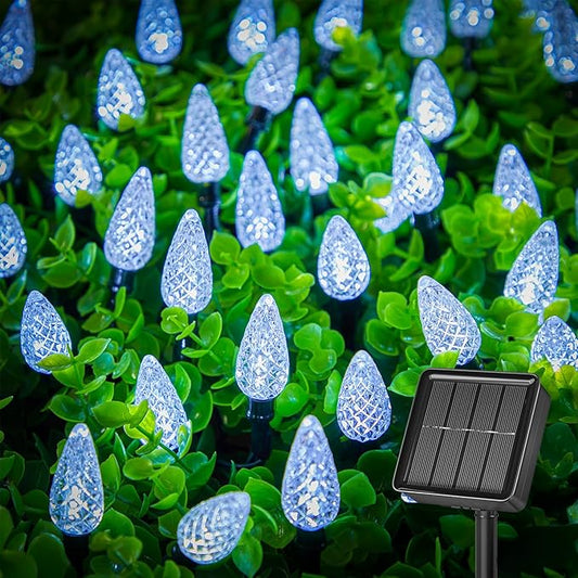 Brightown Solar Operated C6 Strawberry String Lights, 22.64ft 50 LEDs White LED Christmas Fairy Lights, Solar Christmas Lights Outdoor, Christmas Decorations for Christmas Tree, Garden Decor