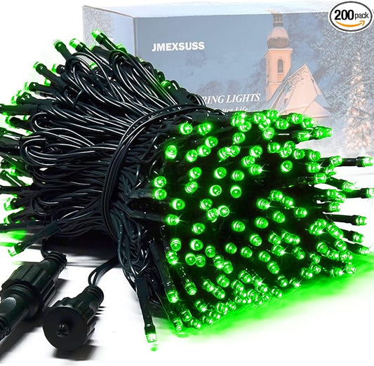 JMEXSUSS 200 LED Halloween Lights Outdoor, 66ft Connectable Green String Lights Plug in, 8 Modes Waterproof Green Christmas Lights for Outside, Indoor, Yard, St Patrick's Day, Xmas, Halloween Decor