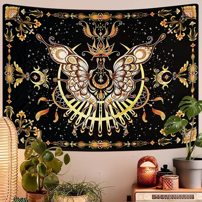 CHDGDHC Butterfly Tapestry - Moth Wall Hanging, UV Resistant, Waterproof, Machine Washable, Lightweight, Psychedelic Bedroom Aesthetic Decor for Bedroom, Living Room, Yoga Room - 79.92x59.84 Inch