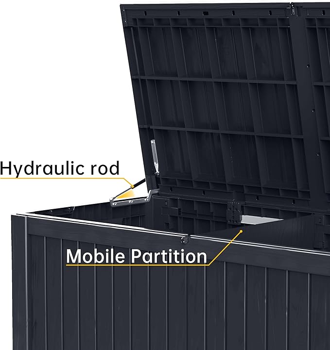 DRATO 180 Gallon Deck Box, Waterproof Resin Large Outdoor Storgae Box for Patio Furniture, Patio Cushions, Gardening Tools, Pool and Sports Supplies, Lockable