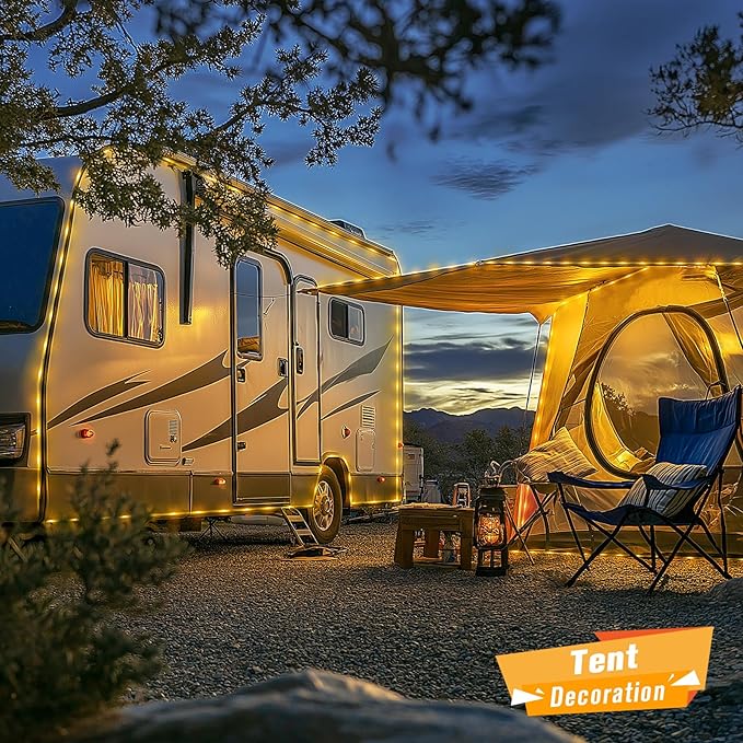 JMEXSUSS 100 LED Solar Rope Lights Outdoor Waterproof, 33ft IP65 Waterproof Solar Trampoline Lights, 8 Modes Solar String Lights for Outside Camping Tent Trampoline