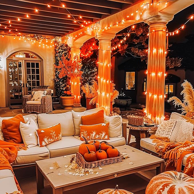 JMEXSUSS 600 LED Orange Lights for Halloween Decorations, Halloween Lights Outdoor, Orange String Fall Light Plug in for Indoor Room Tree Yard Party Magic Summerween Fall Decor